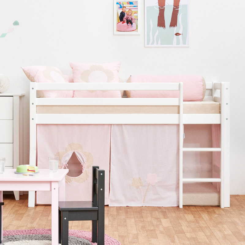 Hoppekids Basic Fairytale Flower Mid Sleeper Bed with Curtain Wayfair.co.uk